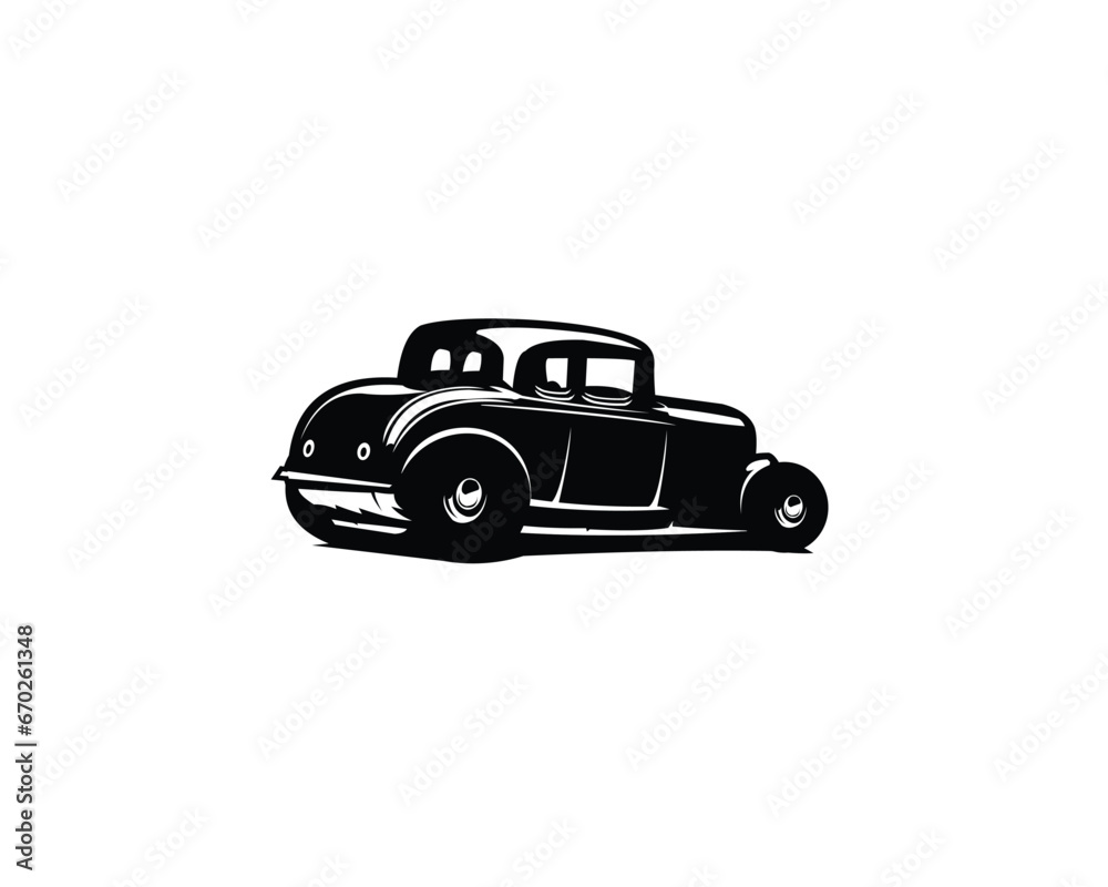 1932 ford coupe silhouette. isolated white background shown from the side. best for logo, badge, emblem, icon, sticker design. available in eps 10