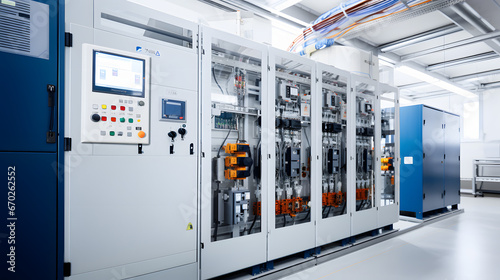 Elektriker der komplexe Verdrahtung in einem neuen Gebäude prüft.