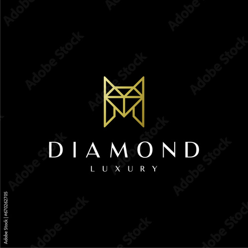 Luxury diamond initial M logo template