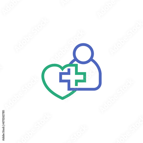 health care logo design. Vector illustration people, love, and cross symbol. Modern logo design vector icon template