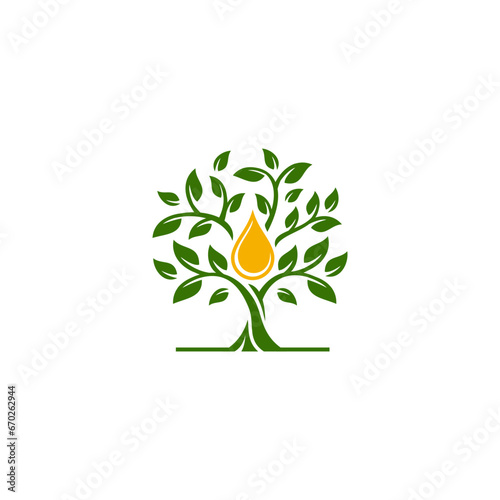 silhouette tree logo design. Vector illustration tree and water drop shape. Modern logo design vector icon template