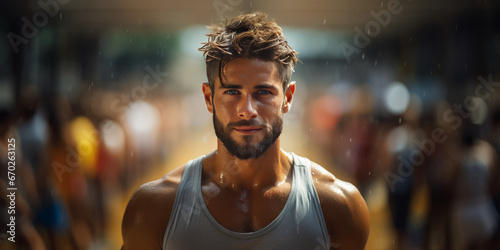 portrait of handsome man who doing sport outdoor. healthy lifestyle