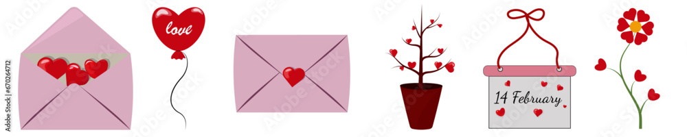 Lovely set for Valentine`s Day. Editable vector illustration Lovely set for Valentine`s Day. Editable vector illustration