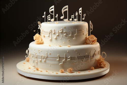 music birthday cake with candles