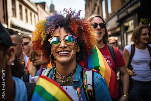 Support LGBTQ in street with friends rights embrace diversity