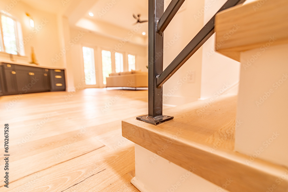 indoor staircase and railings details close-up