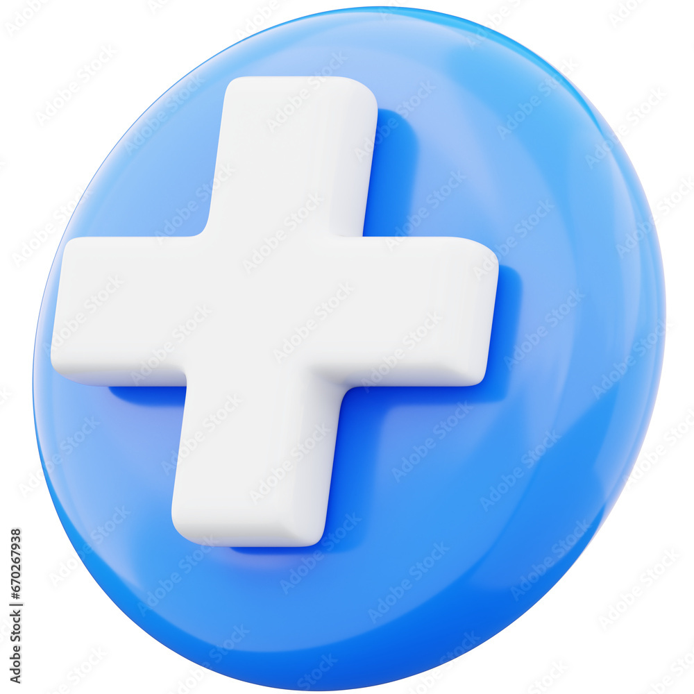 Plus sign cross symbol 3d illustration on transparent background Plus sign cross symbol 3d illustration on transparent background
