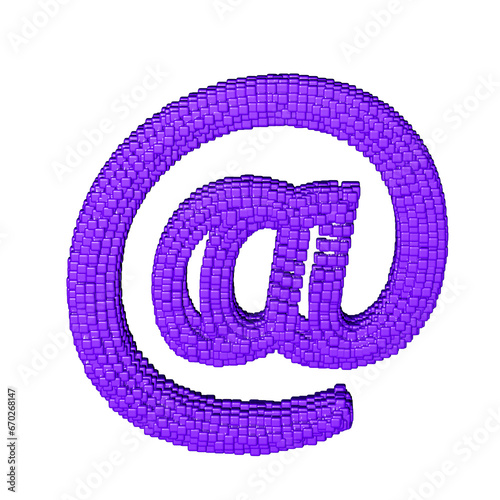 Symbol made of purple cubes