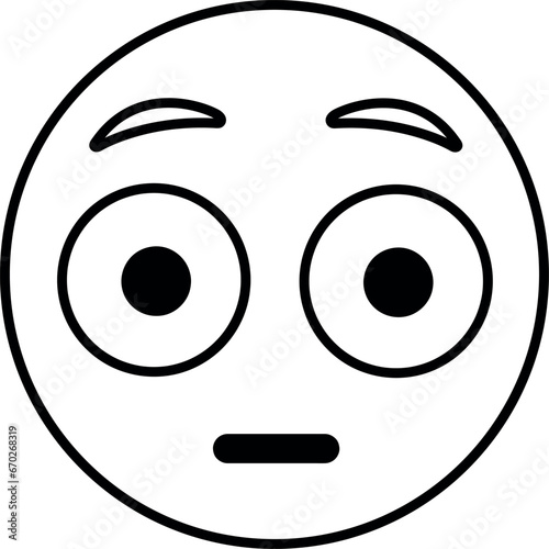 Surprised Blushing Emoji vector Illustration simple black and white - graphic resource
