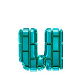 Symbol made of turquoise vertical bricks. letter u