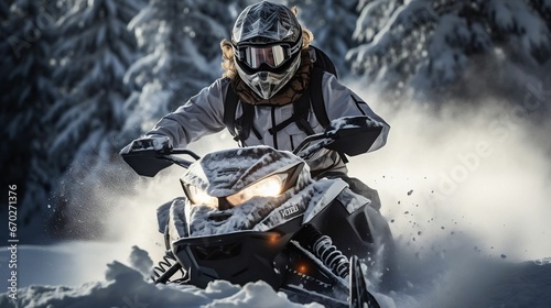 Snowmobilers kicking up powder on a thrilling ride 