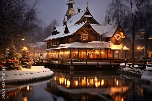 Scenic winter view in Zakopane, Poland. Generative AI