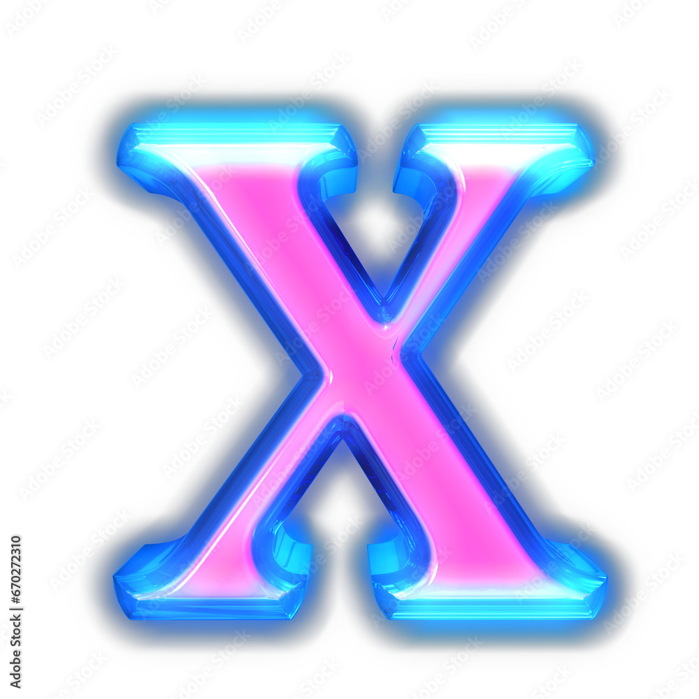 Pink symbol glowing around the edges. letter x Pink symbol glowing around the edges. letter x