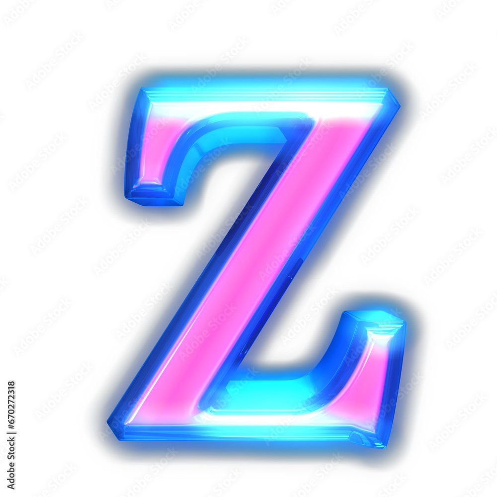 Pink symbol glowing around the edges. letter z