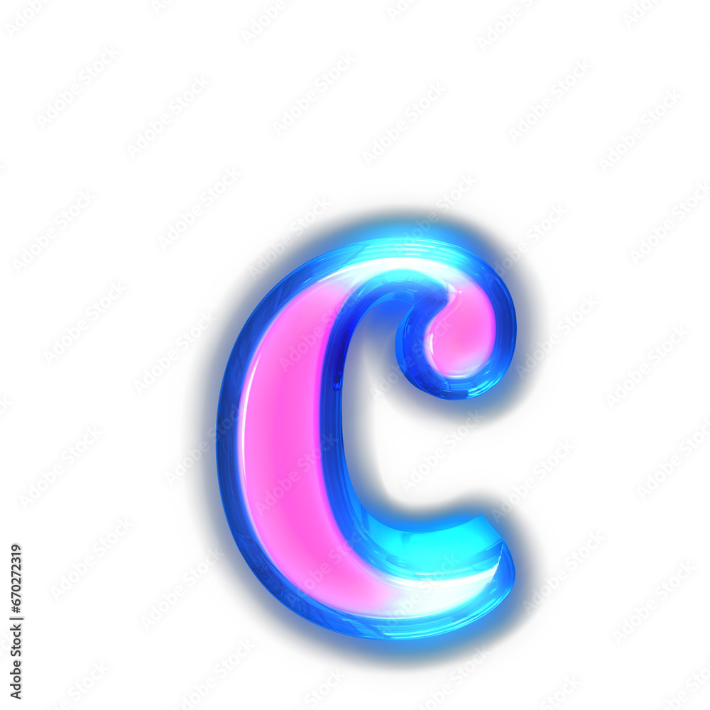 Pink symbol glowing around the edges. letter c Pink symbol glowing around the edges. letter c