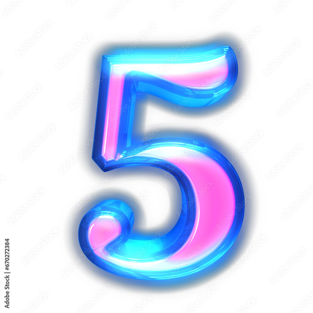 Pink symbol glowing around the edges. number 5