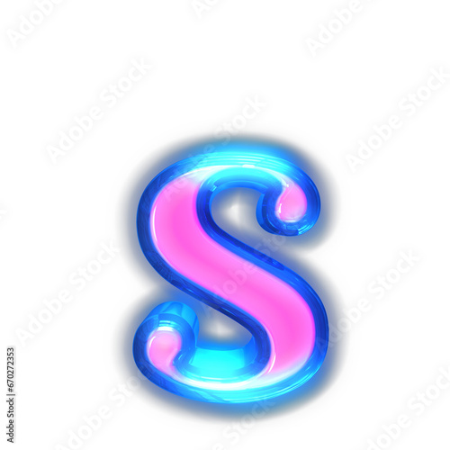 Pink symbol glowing around the edges. letter s