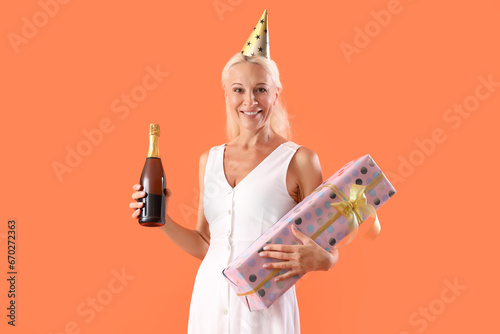Happy mature woman with gif...
