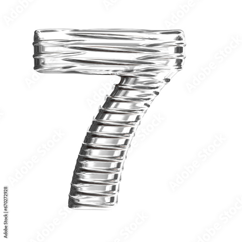 Silver symbol with ribbed horizontal. number 7