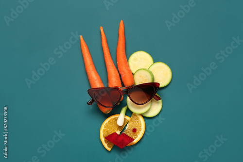 Funny face made of vegetabl...