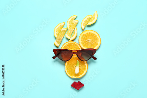 Funny face made of citrus f...