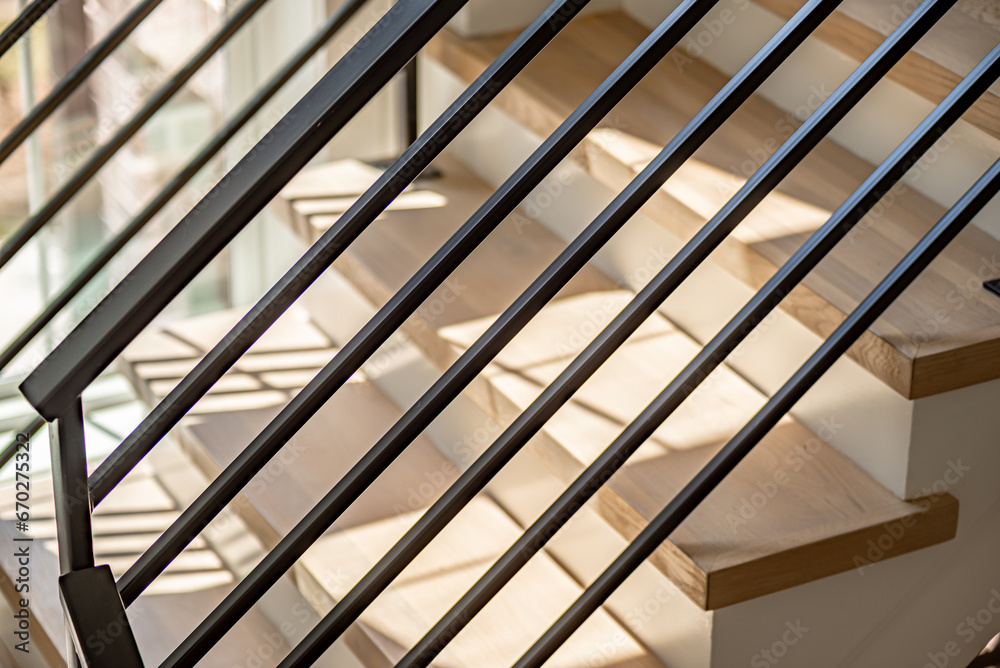 indoor staircase and railings details close-up indoor staircase and railings details close-up