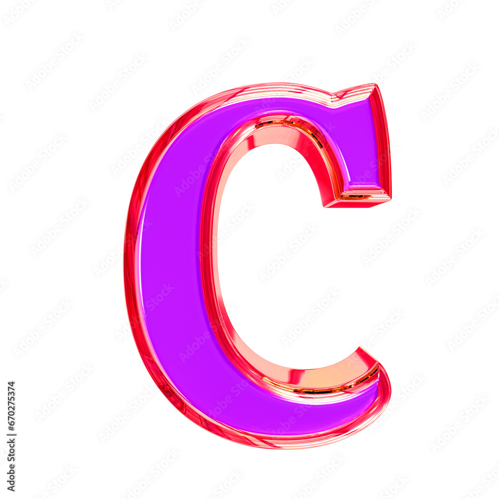 Purple symbol in a pink frame. letter c Purple symbol in a pink frame. letter c