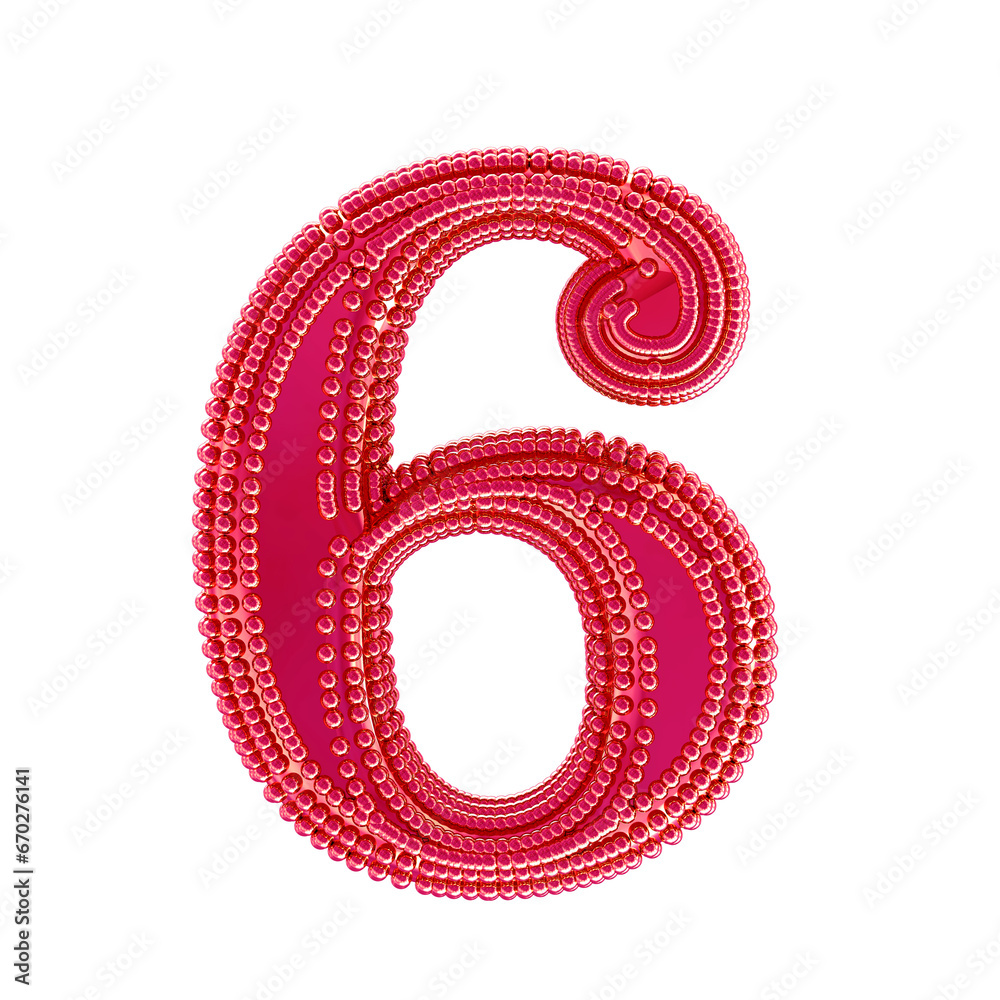 Small spheres on the pink symbol. number 6 Small spheres on the pink symbol. number 6