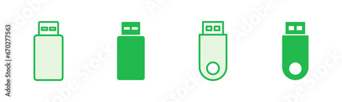 Usb icon set. Flash disk icon vector