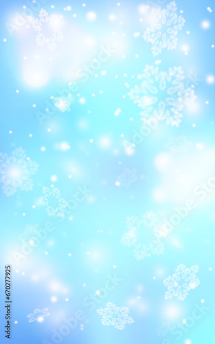 Snowflakes shine in the light. Abstract snowflake background. Snow background. Winter snowfall. Christmas eve.