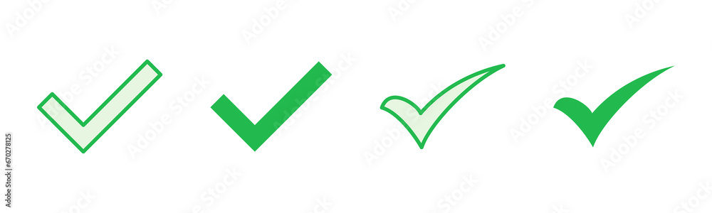 Vetor de Check mark set. Check mark icon. Tick mark symbol vector do ...
