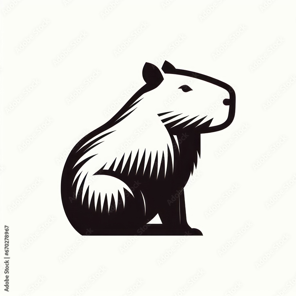 Fototapeta premium Images of capybaras, minimalist logos and illustrations of capybaras for stikers, advertisements, printed polo shirts, posing capybaras