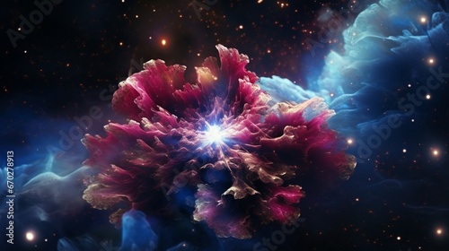 Photographie The Cosmic Columbine nebula in a state of dynamic transformation, depicted in ul
