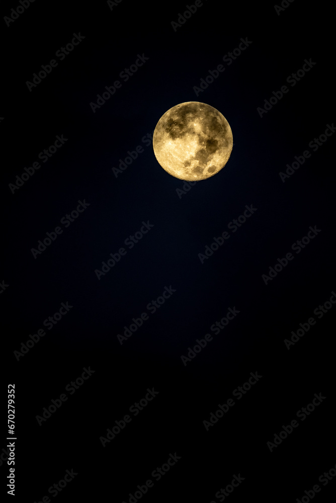 Naklejka premium late september harvest moon close-up at night