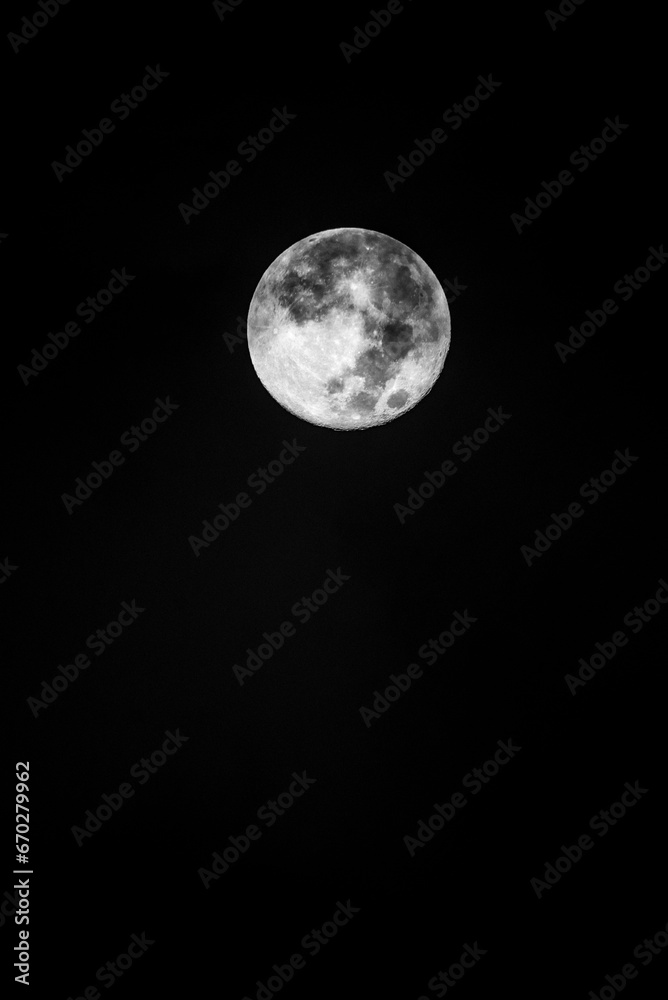 Naklejka premium late september harvest moon close-up at night