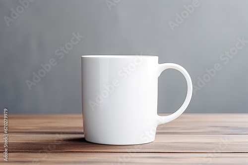 white cup on wooden table