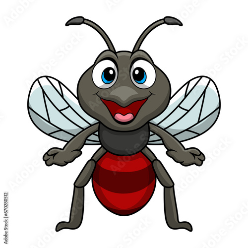 Cute mosquito cartoon on white background
