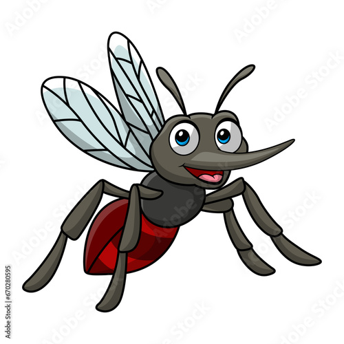 Cute mosquito cartoon on white background