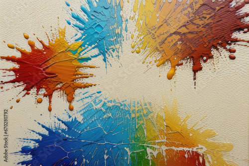 Detailed view of a vibrant and textured abstract painting, featuring bold oil brushstrokes and palette knife techniques on canvas - An artistic backdrop illustration