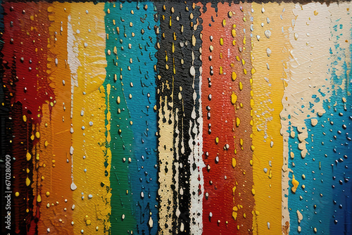 Detailed view of a vibrant and textured abstract painting, featuring bold oil brushstrokes and palette knife techniques on canvas - An artistic backdrop illustration