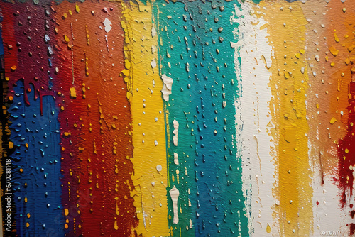 Detailed view of a vibrant and textured abstract painting, featuring bold oil brushstrokes and palette knife techniques on canvas - An artistic backdrop illustration