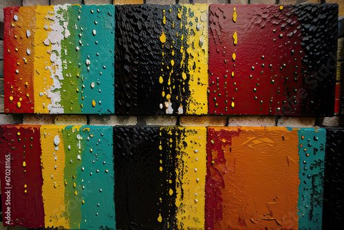 Detailed view of a vibrant and textured abstract painting, featuring bold oil brushstrokes and palette knife techniques on canvas - An artistic backdrop illustration