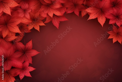 Autumn backdrop with red leaves. Festive banner for holidays. Generative AI