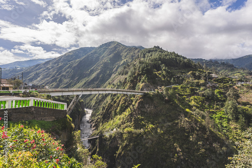 Photography Magnificent view of the river in a deep canyon in the city of Banos, Ecuador