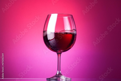Red wine in glass on purple background. Generative AI