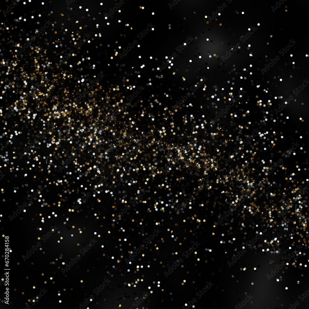 An abstract background close up of black glitter. Generative AI. 