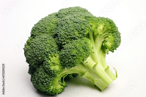 Broccoli florets perfectly isolated against a clean white background. Capture the essence of their fresh, vibrant green, and the wholesome nature of this nutritious vegetable.