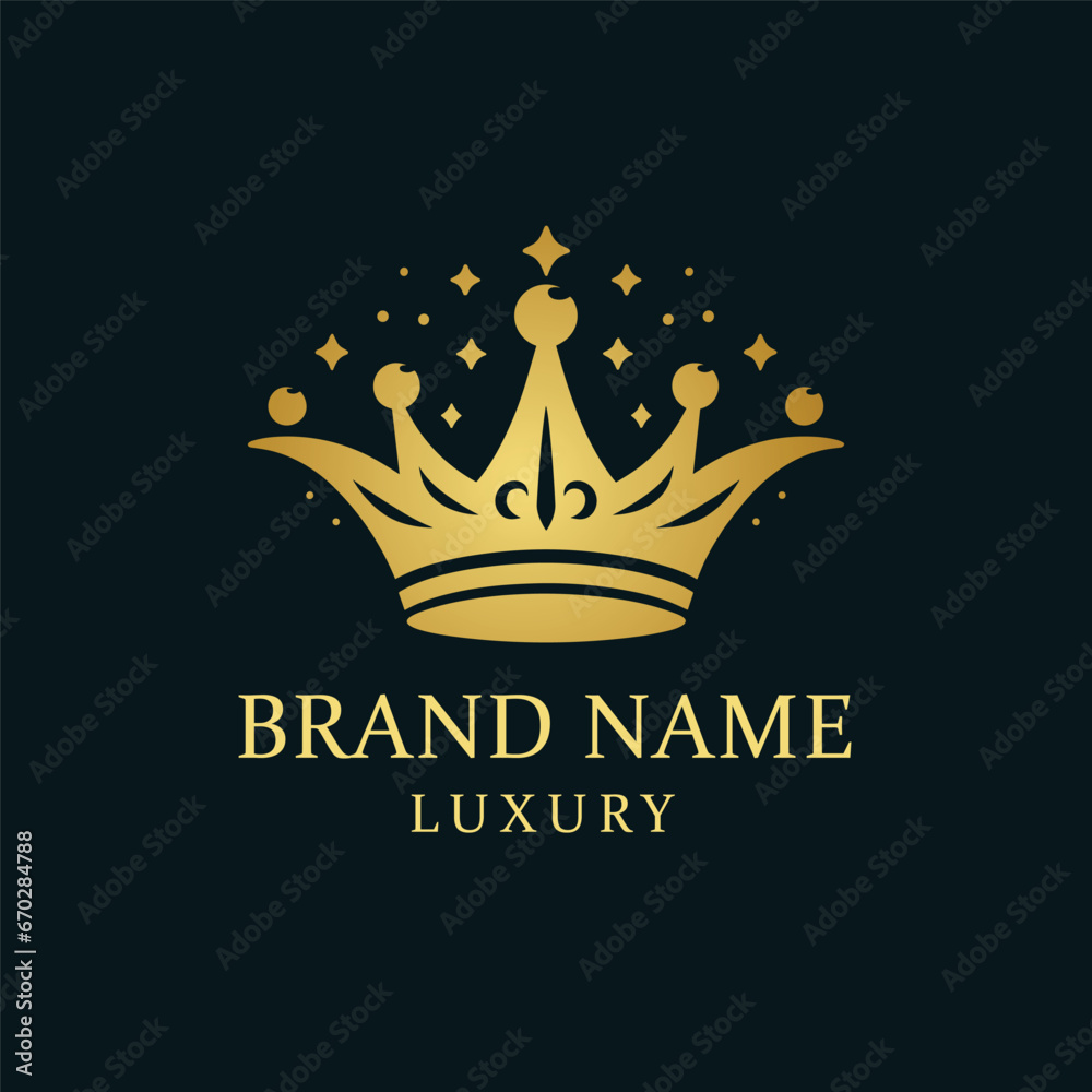 Vector modern creative golden luxury crown concept logo design template Vector modern creative golden luxury crown concept logo design template