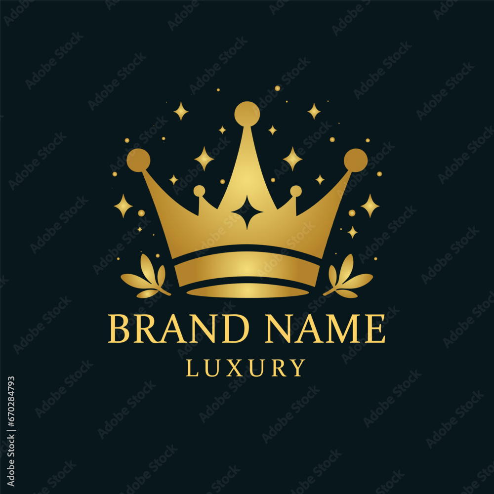 Vector modern creative golden luxury crown concept logo design template Vector modern creative golden luxury crown concept logo design template