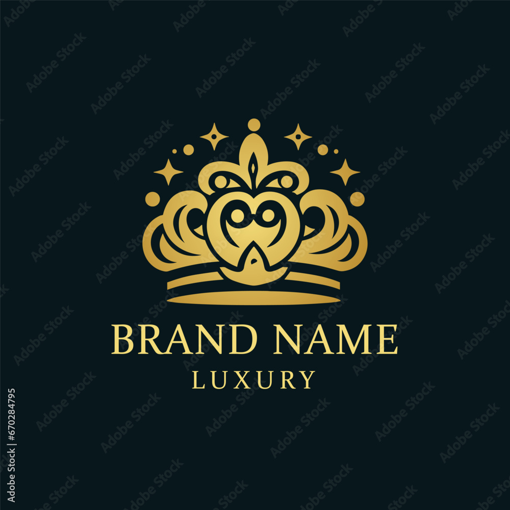 Fototapeta premium Vector modern creative golden luxury crown concept logo design template 